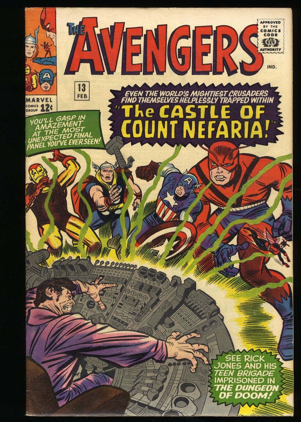 Avengers #13 VF- 7.5 1st Appearance Count Nefaria Jack Kirby Marvel 1965