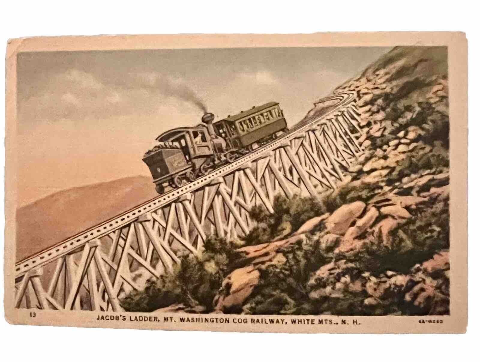 Postcard White Mountains, NH Jacob's Ladder Mount Washington Railway Train