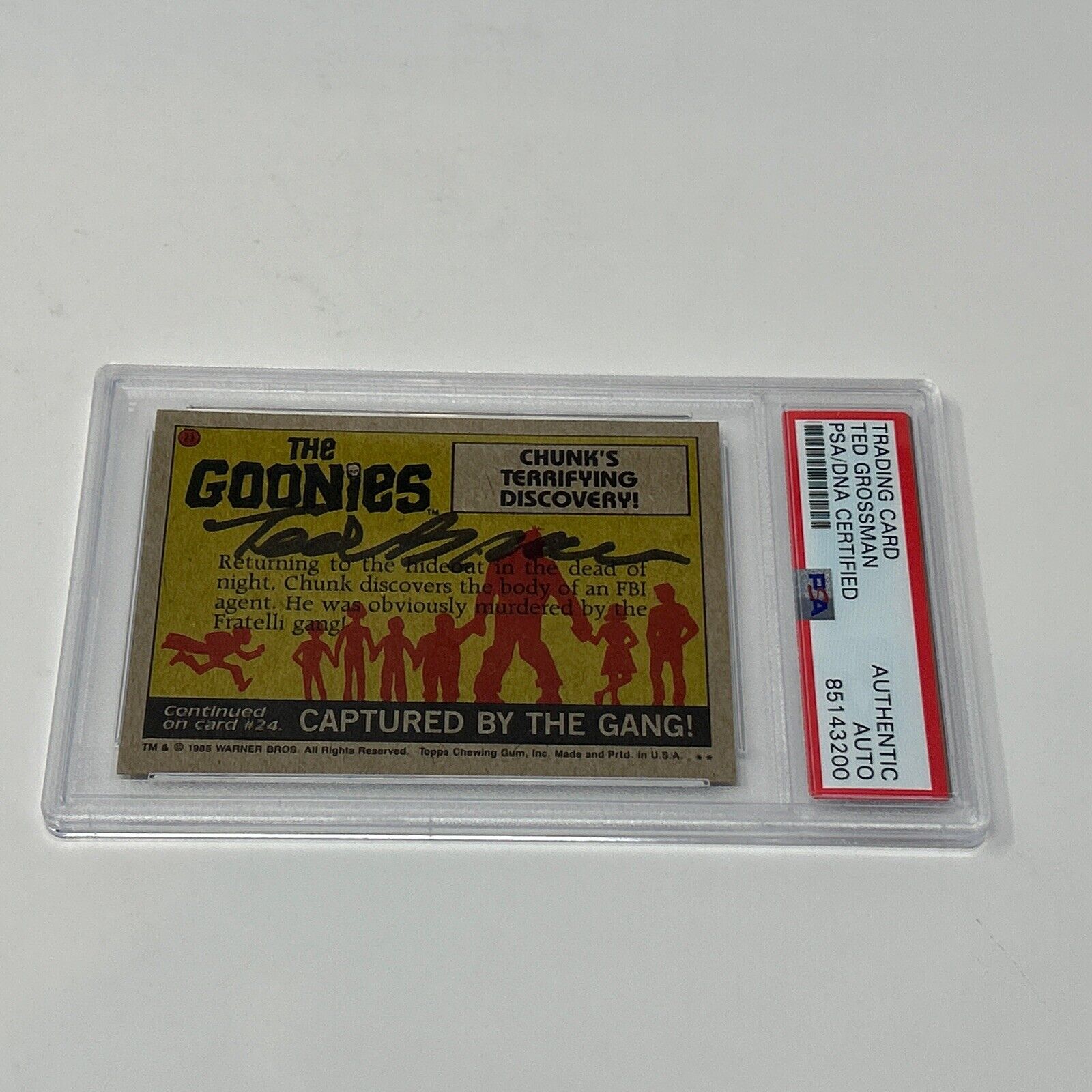 Signed Ted Grossman 1985 Goonies #23 Chunks Terrifying Discovery Auto PSA DNA