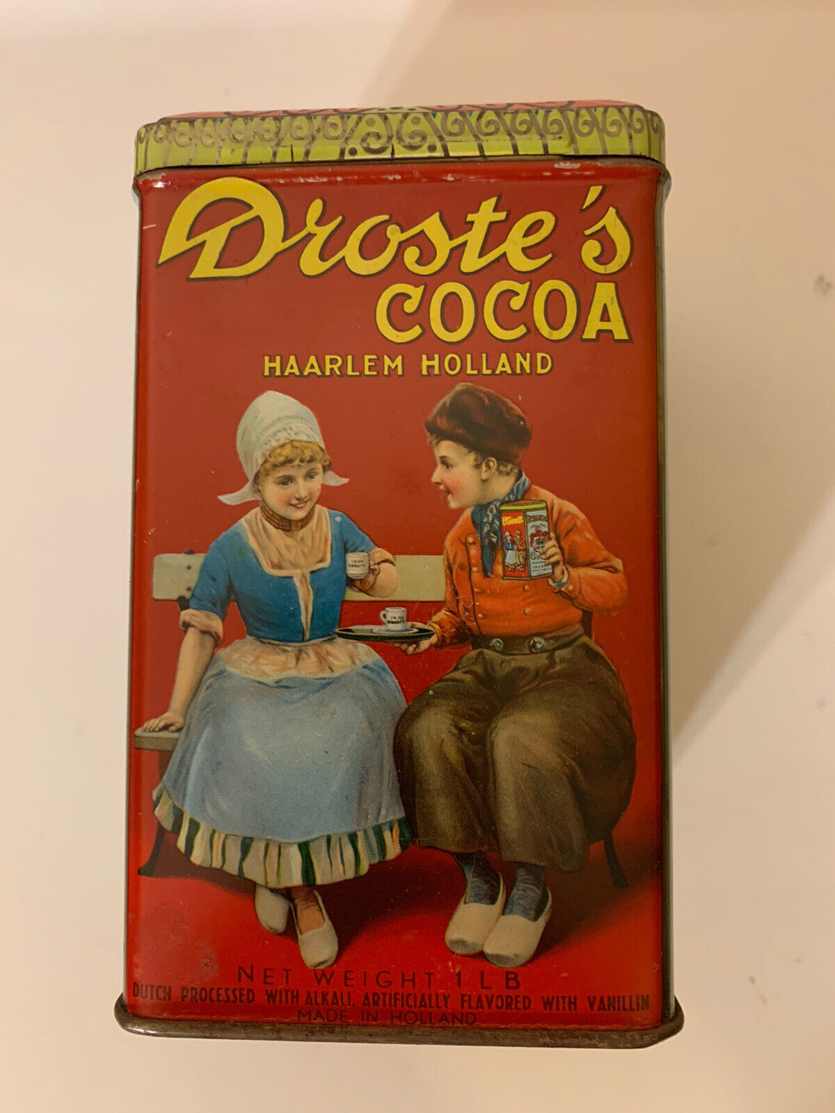 Antique DROSTE’S Dutch Process COCOA TIN, Hot Chocolate, Haarlem, Vintage Kitche