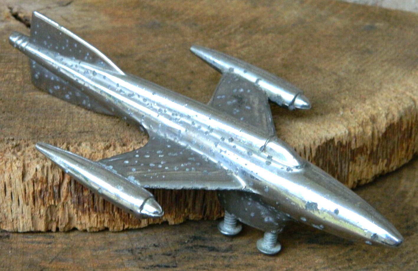 Vintage Univex Fighter Jet Hood Ornament, Unknown, Weathered, No Base
