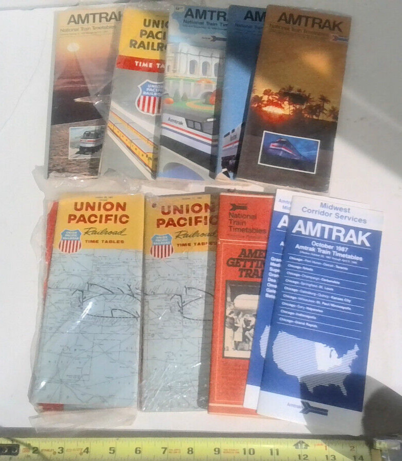 GREAT FIND Lot Of 10 AMTRAK UNION PACIFIC Railroad Time Tables 1954 1967 & More