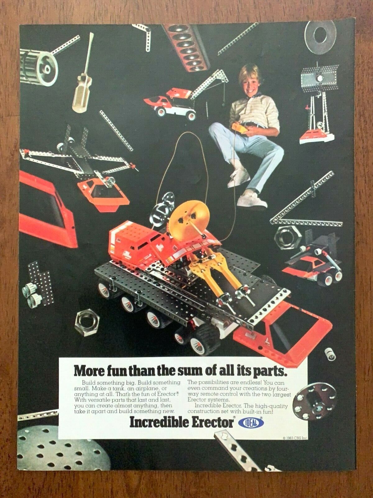 1983 Ideal Incredible Erector Vintage Toy Print Ad/Poster Retro Pop Art Décor 