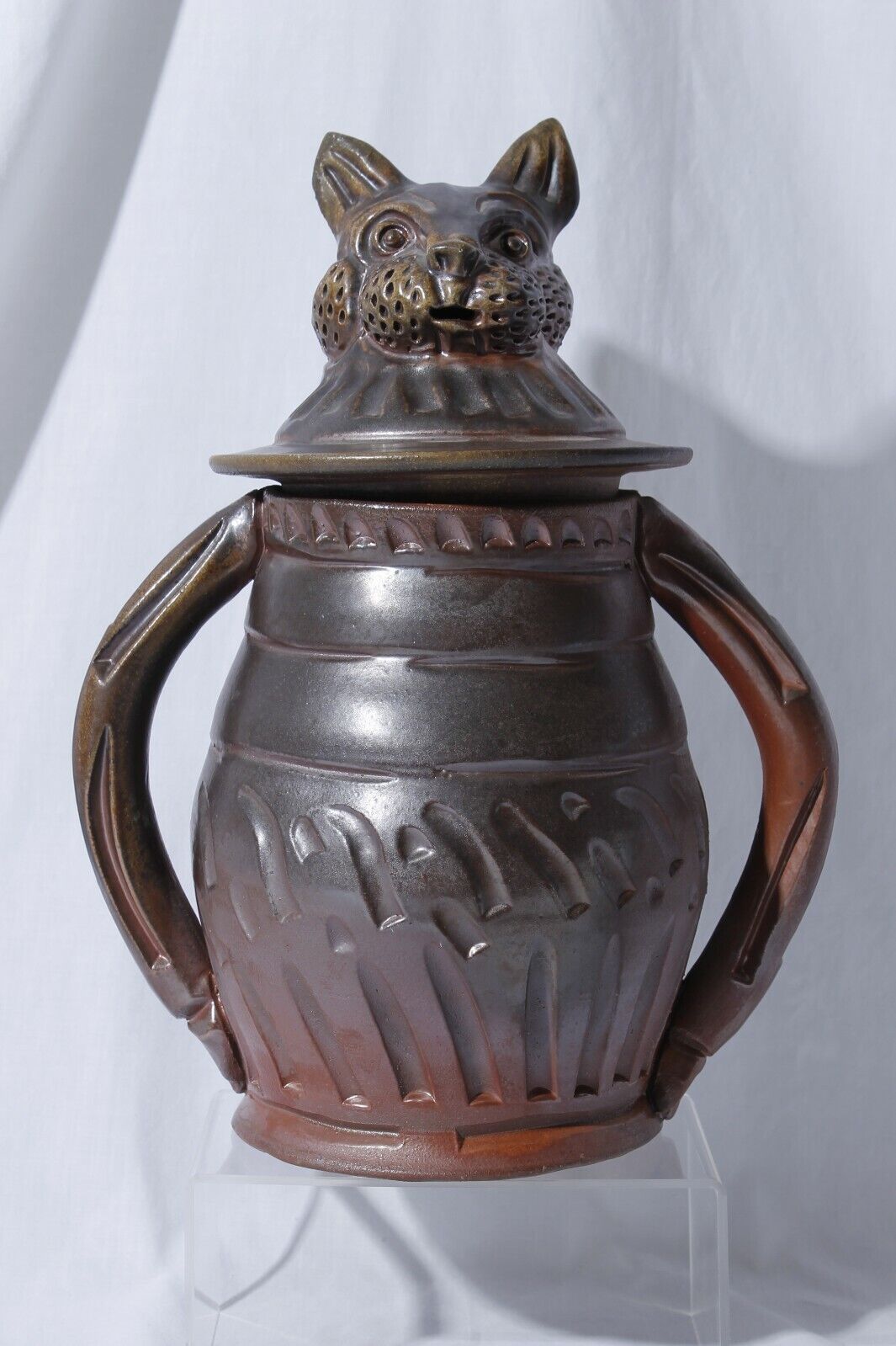 Peter Rose 2002 Cat Cookie Jar Lidded Vase Urn