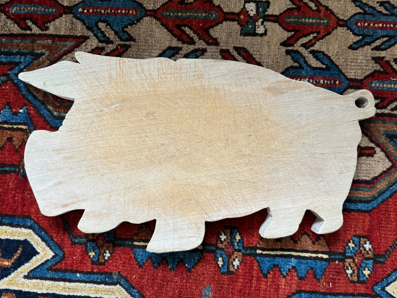 Antique Hand Carved Wooden Country Folk Art Cutting Board - Pig / Animal