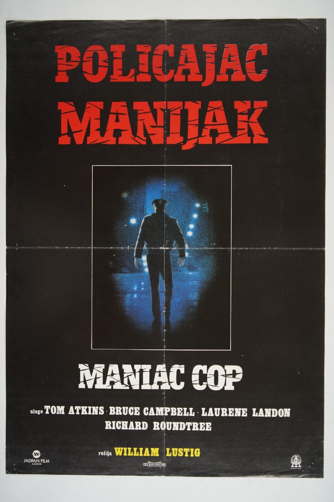 MANIAC COP Orig. exYU movie poster 1988 TOM ATKINS BRUCE CAMPBELL WILLIAM LUSTIG