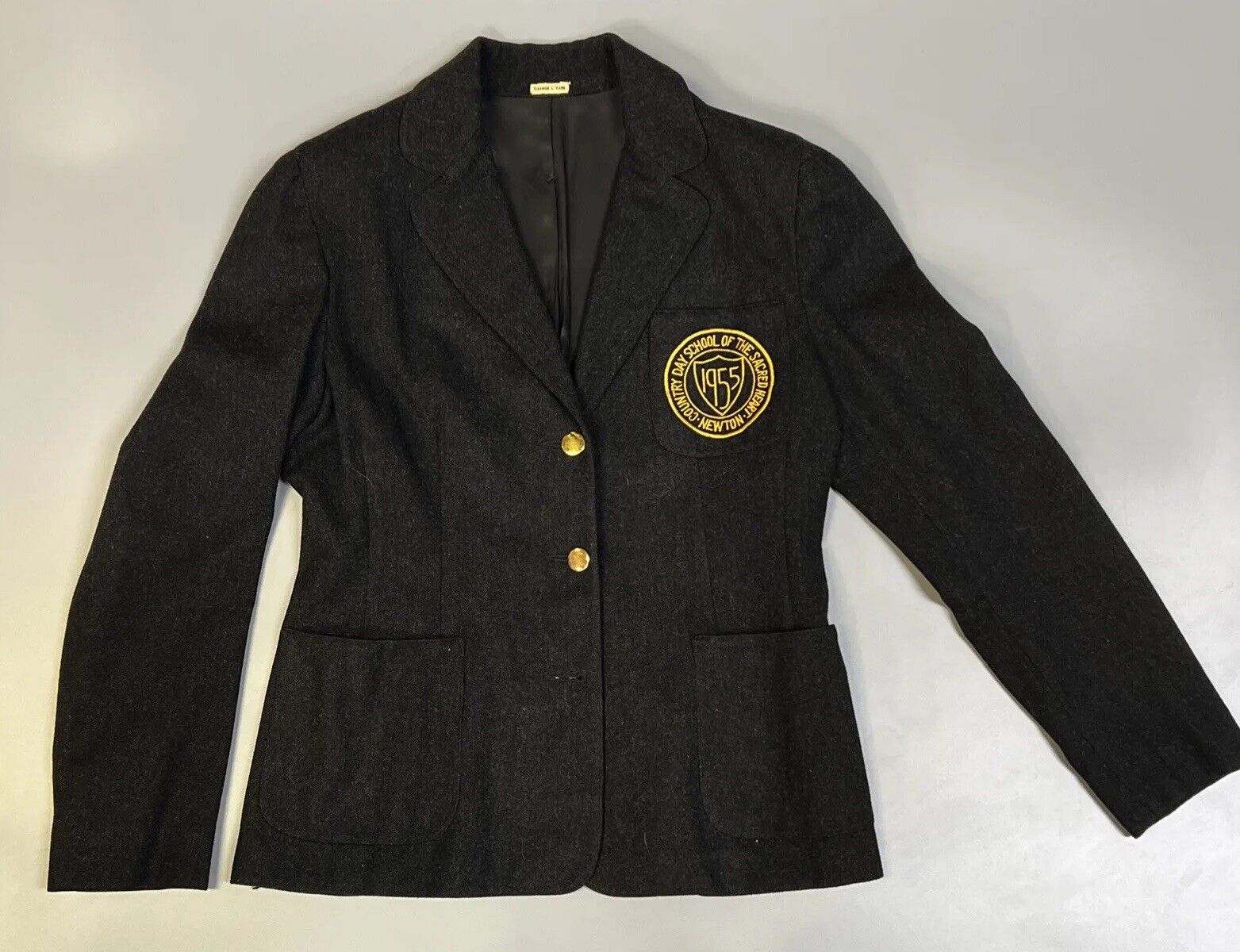 Robert Rollins 1950s Black Wool Blazer Country Day Of The Sacred Heart Newton