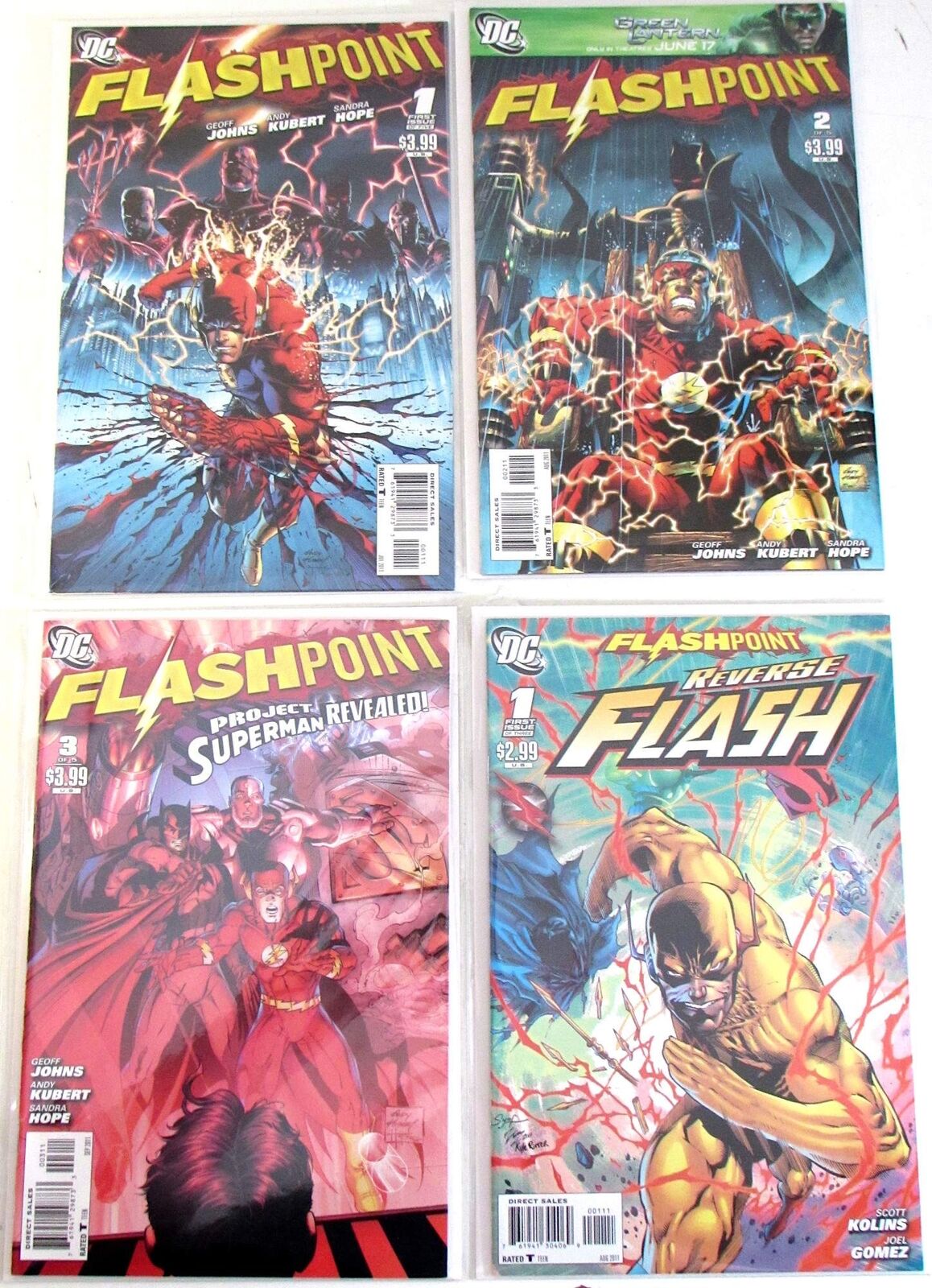 Flashpoint Lot of 4 #1,2,3,Reverse Flash 1 DC (2011) Comic Books
