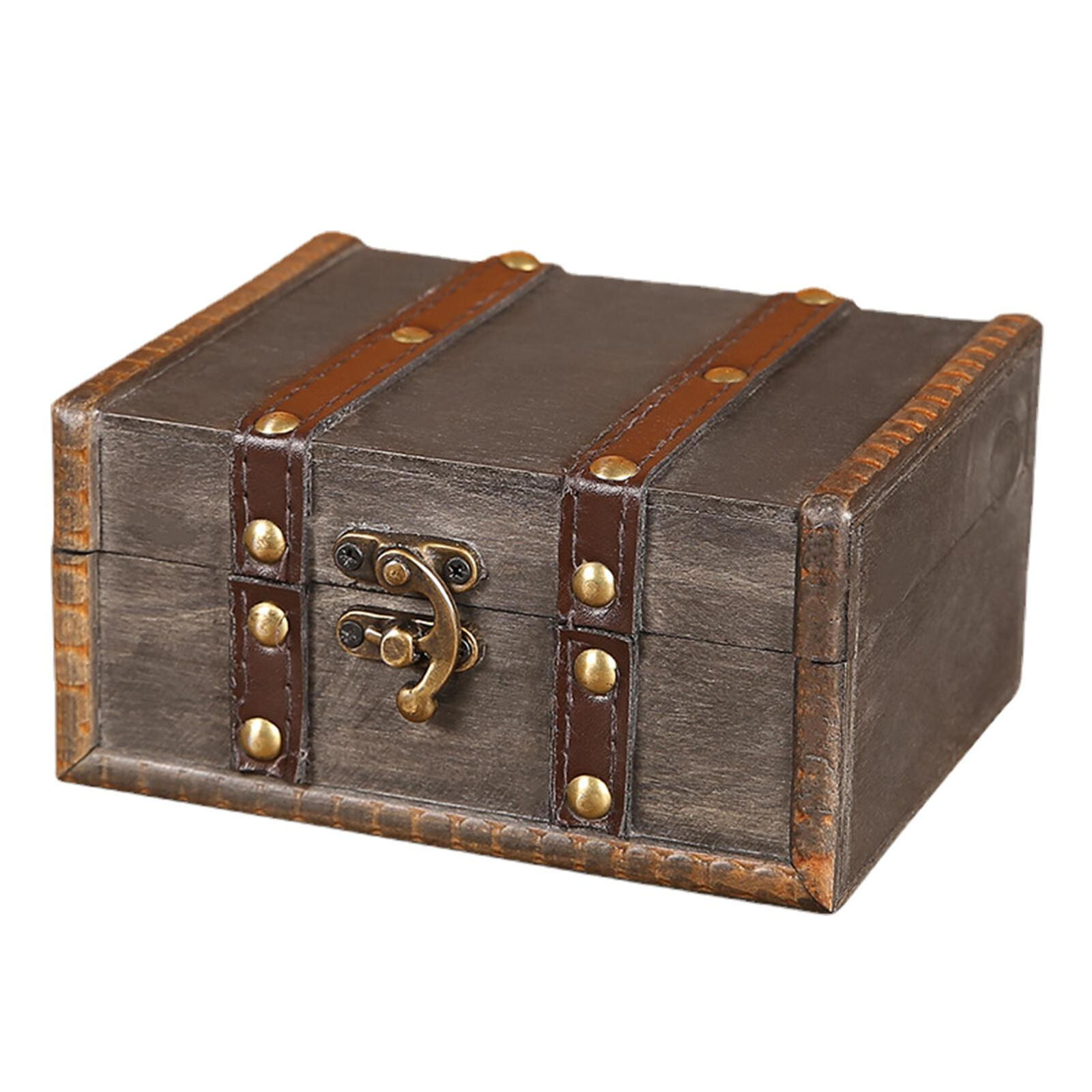 Wooden Keepsake Box Lockable Vintage Wooden Storage Decorative Treasure Case