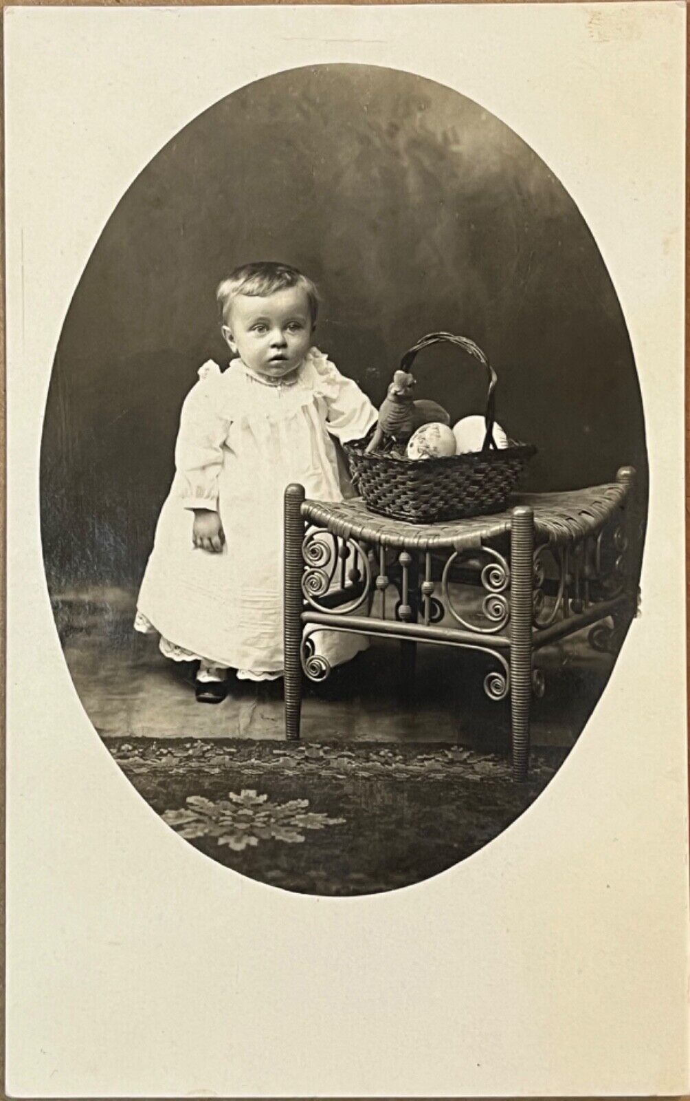 RPPC Lancaster PA Baby Willis Herr Easter Basket Vintage Real Photo Postcard