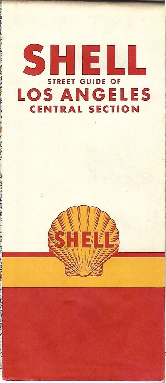 1956 SHELL OIL Road Map CENTRAL LOS ANGELES California Route 66 Beverly HIlls