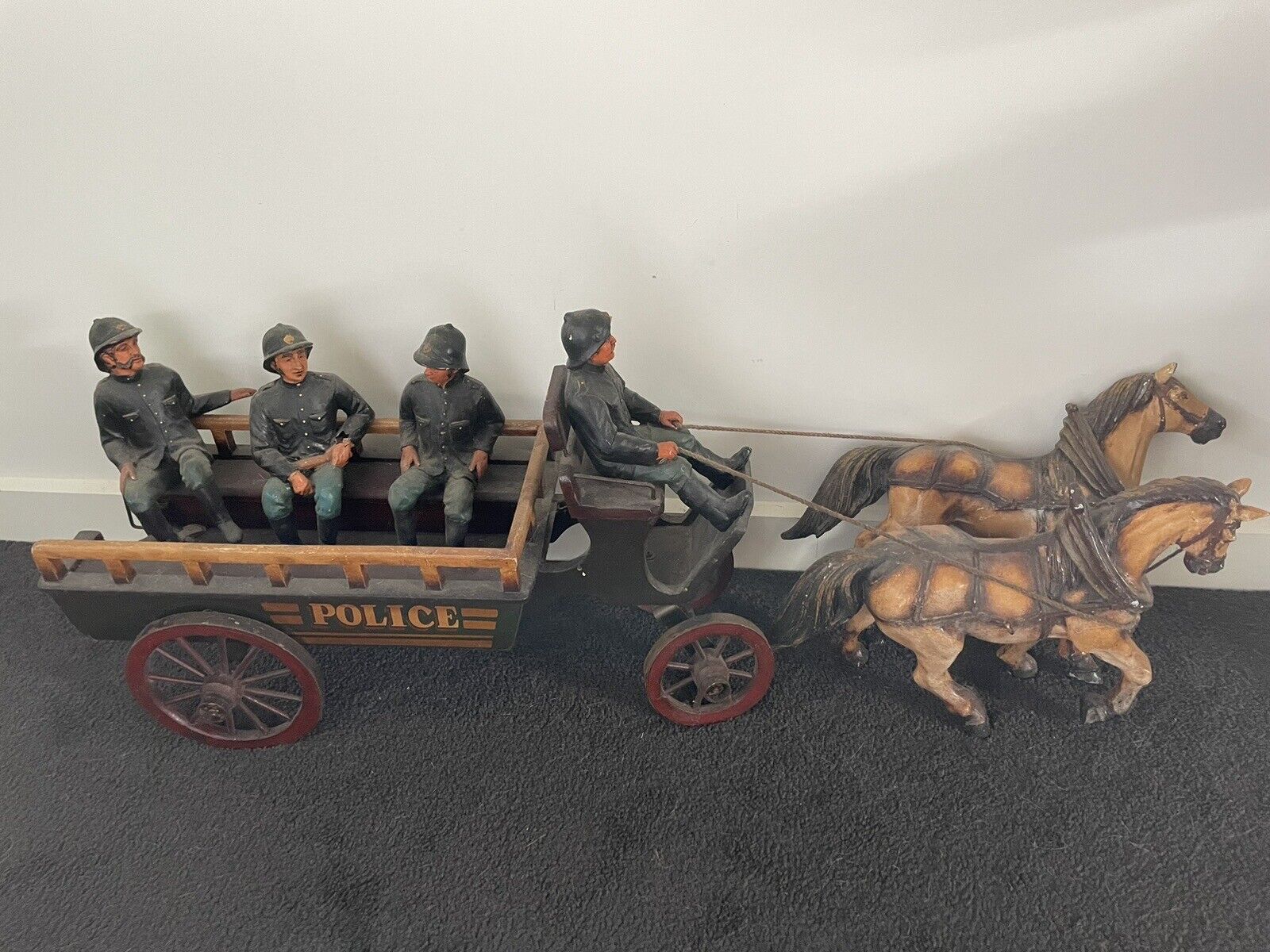 Horse Drawn Police Wagon Figurines