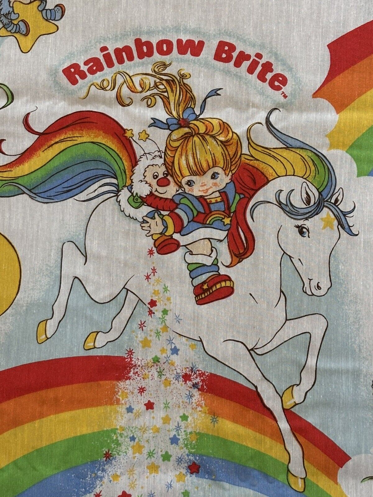 Rainbow Brite Full Flat Sheet 2 Pillowcases 1983 Hallmark Card Vintage USA HTF
