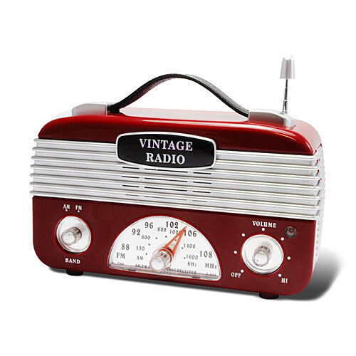 New Portable Red Silver 1940's Style Look Vintage Retro AM/FM Radio Old