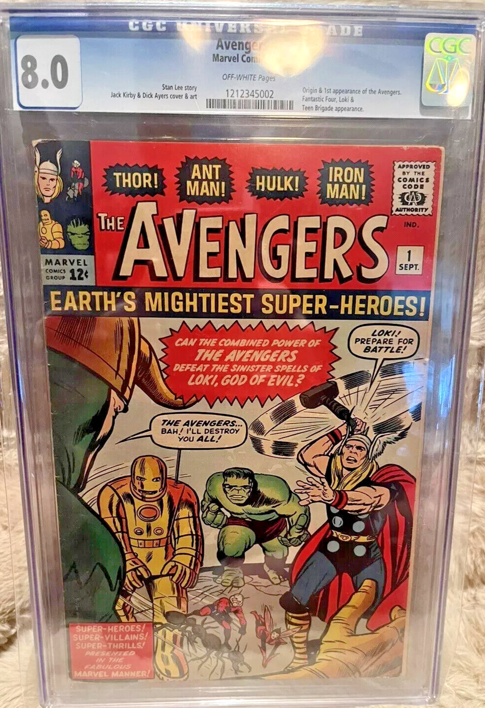 Marvel's Avengers #1 1963 CGC 8.0 Off White Pages Origin And 1st Appearance