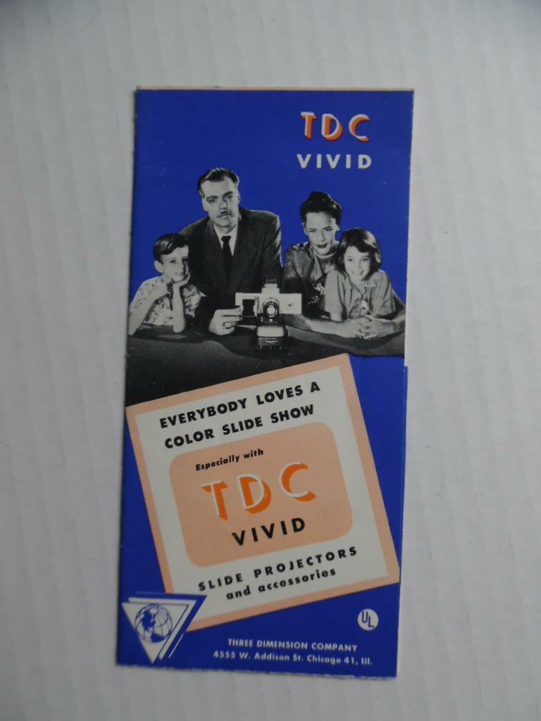 c.1949 TDC Vivid Slide Projector Catalog Brochure Three Dimension Co. Vintage 