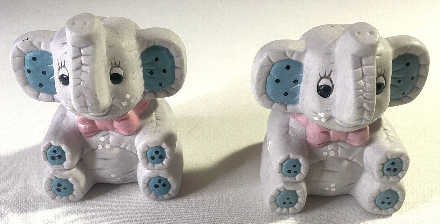 Vintage Hand Painted Elephant Salt And Pepper Shakers