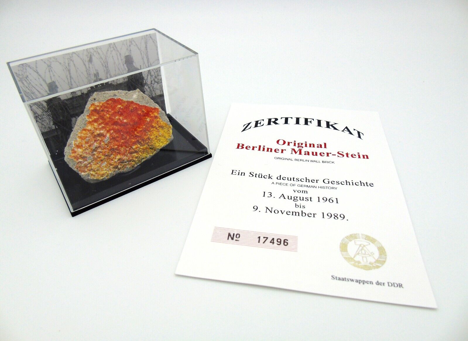 Original Piece of the Berlin Wall - Authentic piece Mounted in a Plastic box