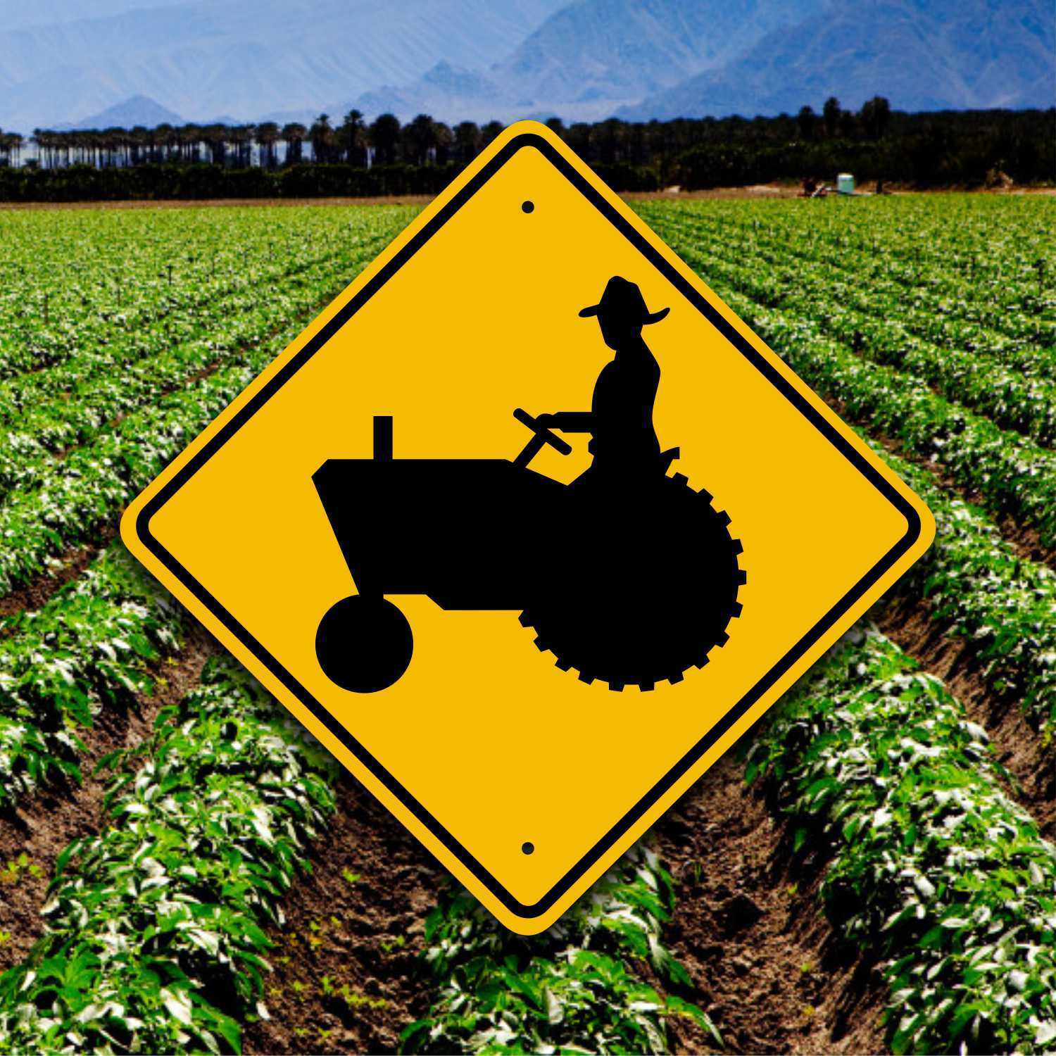 TRACTOR CROSSING SIGN  - Farm Safety Plaque - Country Garden - Riding Lawn Mower