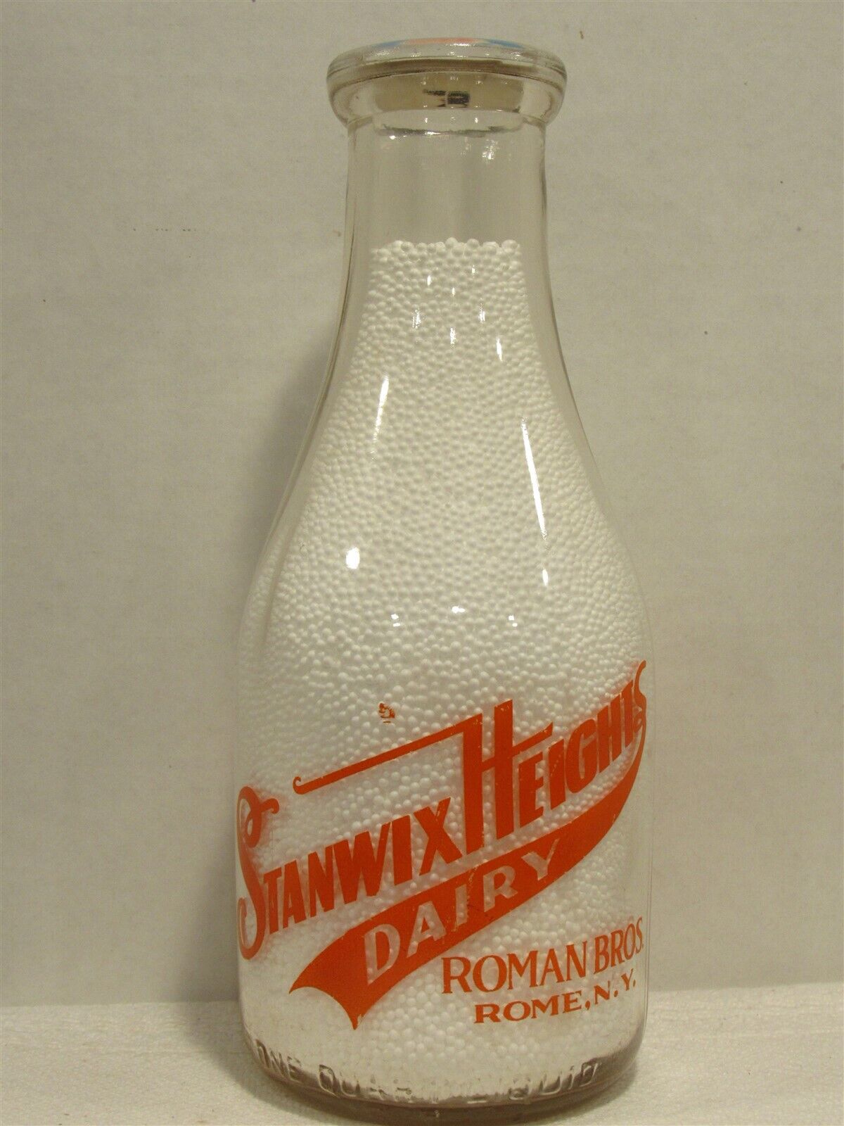 TRPQ Milk Bottle Stanwix Heights Dairy Roman Bros Rome NY ONEIDA COUNTY 1947