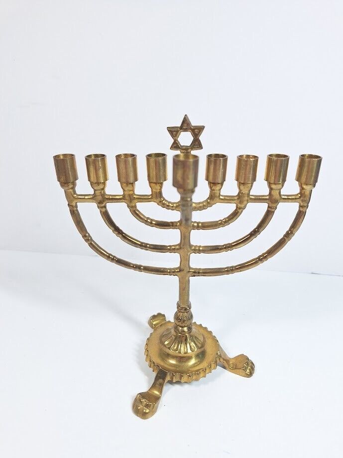 Brass Hanukkah 9 Branch Star of David Menorah Chanukah Candle Jewish