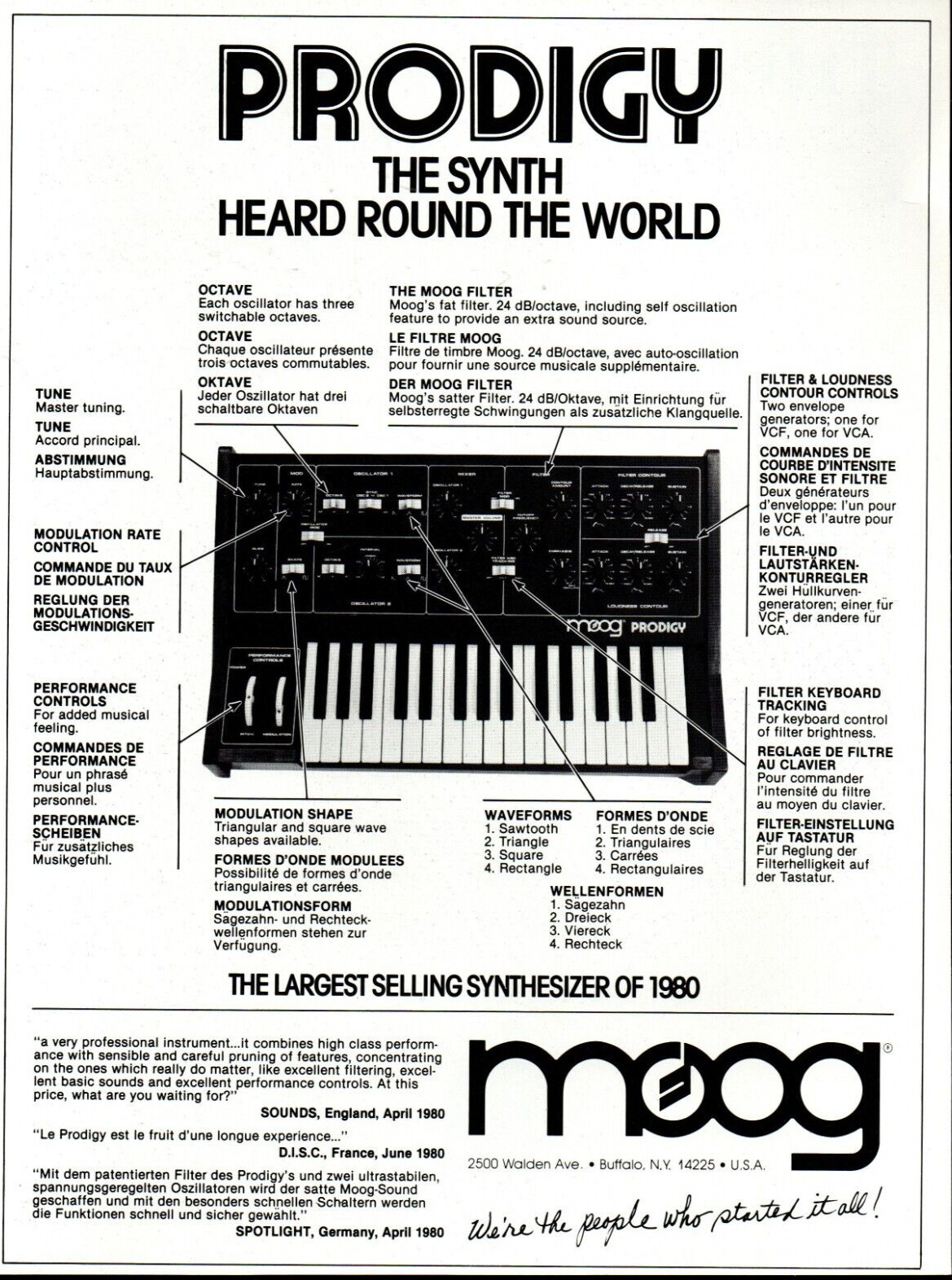 vtg 70s 80s MOOG PRODIGY MAGAZINE PRINT AD Synthesizer PINUP PAGE