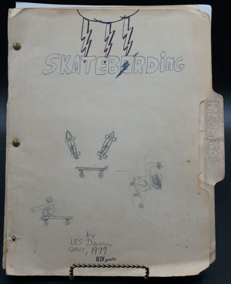 Vintage 1977 Skateboarding School Research Paper Book 8th Grade