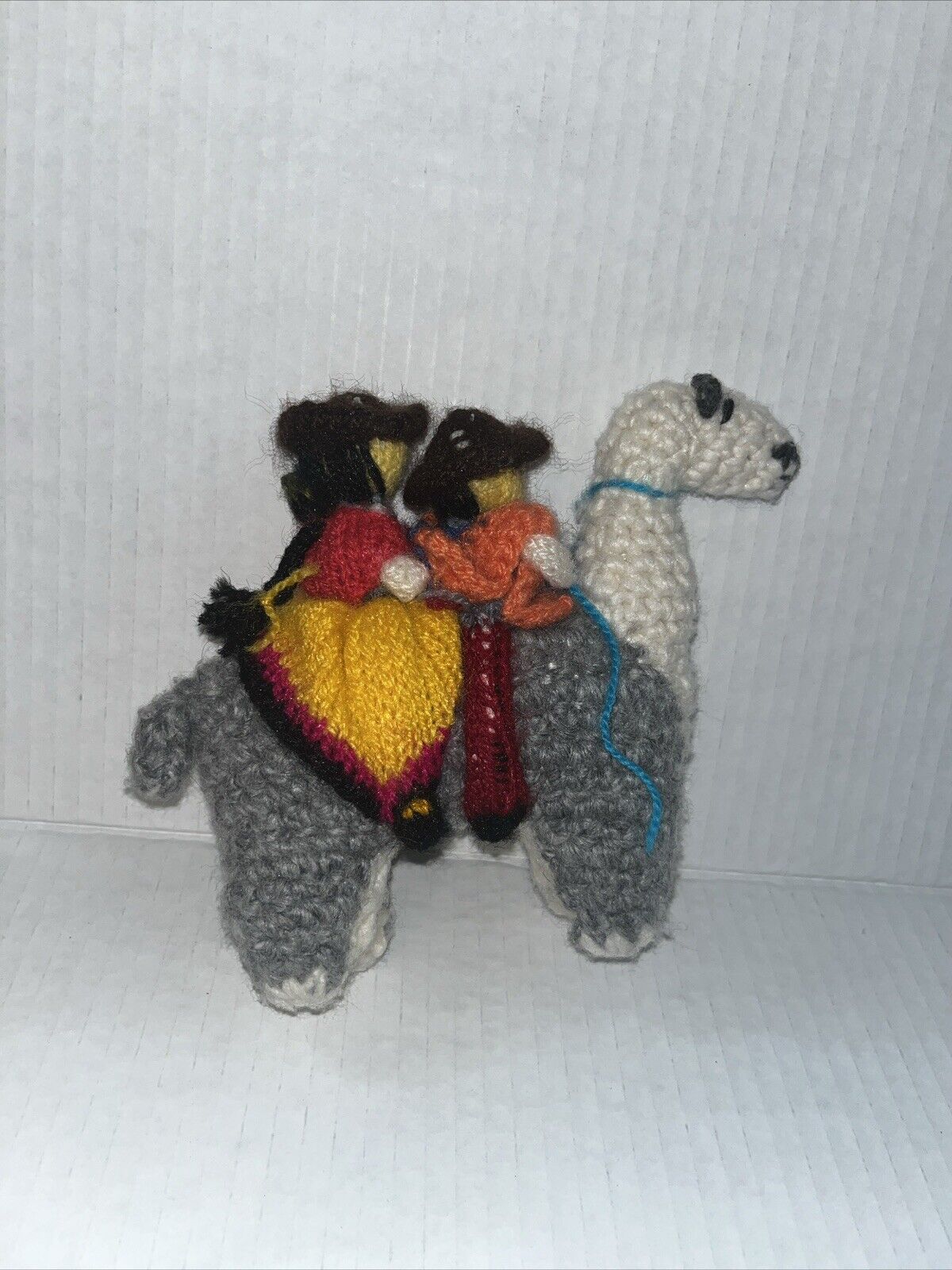 Vintage Peruvian Hand Knitted Alpaca With 2 Riders Plush