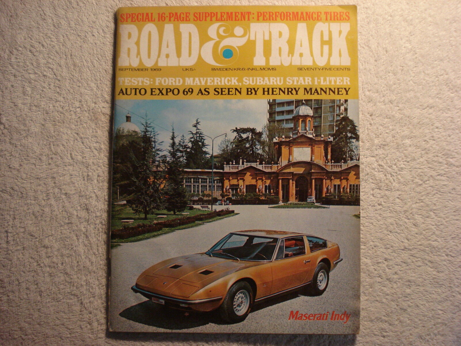 Road & Track September 1969 Ford Maverick,Subaru Star,Ferrari,Fiat 124,Meserati
