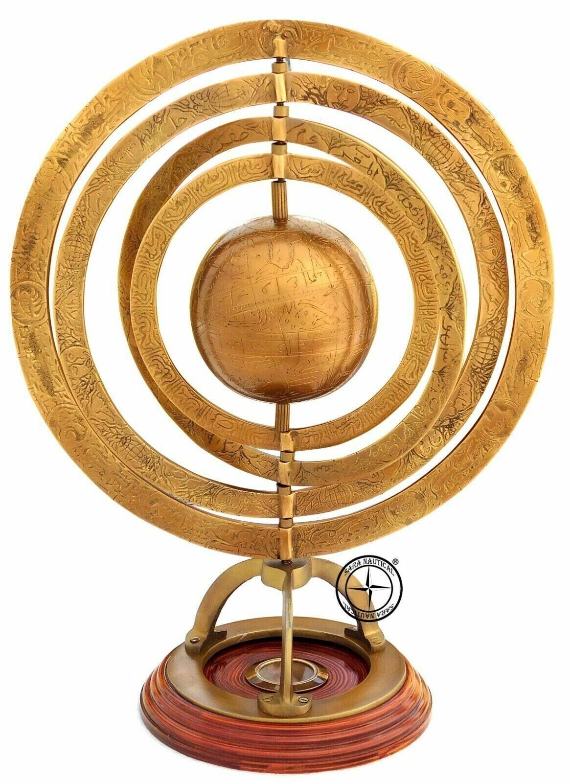 21'' Antique Brass Astrolabe Arabic Globe Navigation Astrological Decor