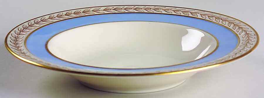 Lenox Fontaine Light Blue  Rimmed Soup Bowl 3393584