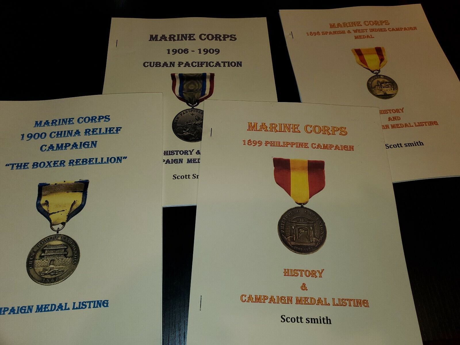 4 Book Set Pre WW I Marine 1898 1899 1900 & 1906 #\'d Campaign Medal Roll History