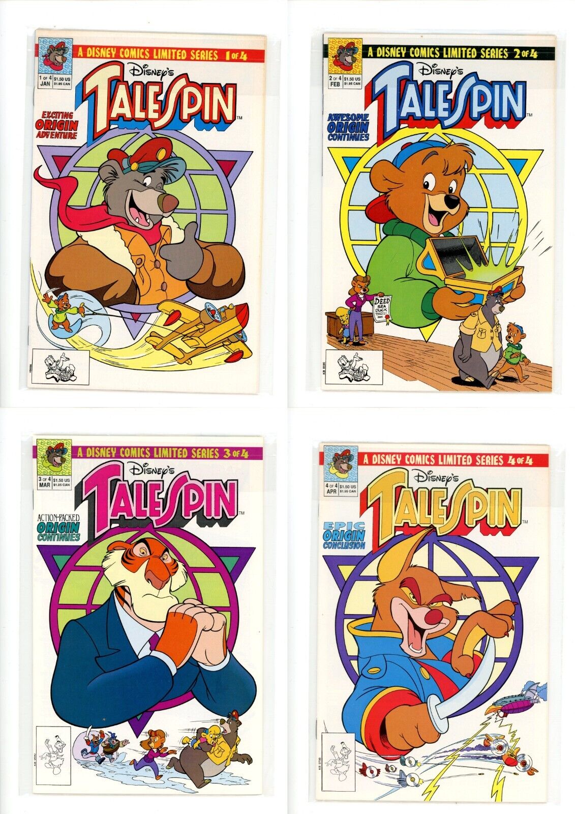 Talespin 1-4 Walt Disney Comic Set Complete Take off Jungle Book Weiss 1991