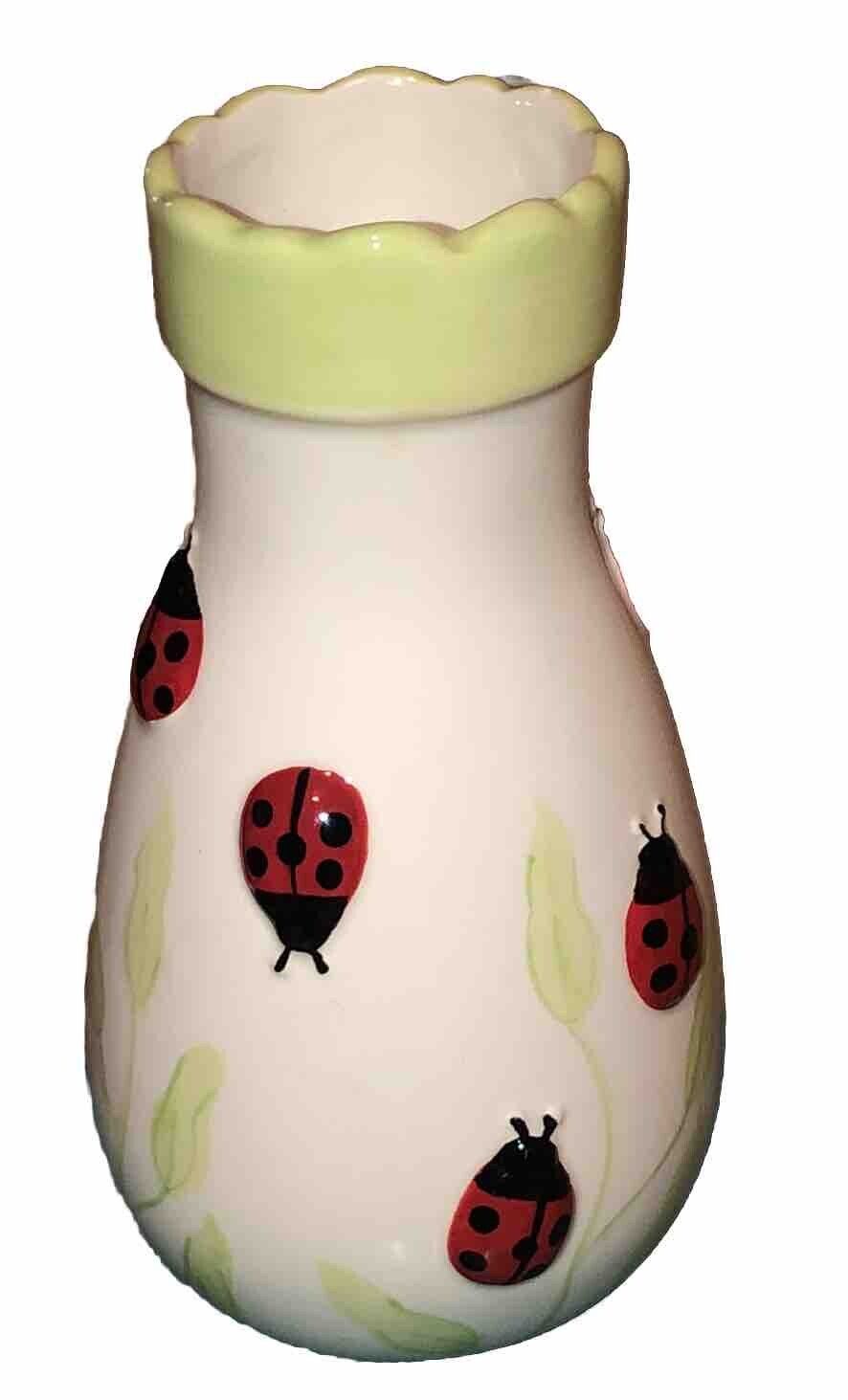 Adorable 7 Inch Ceramic Ladybug Vase ￼adorable