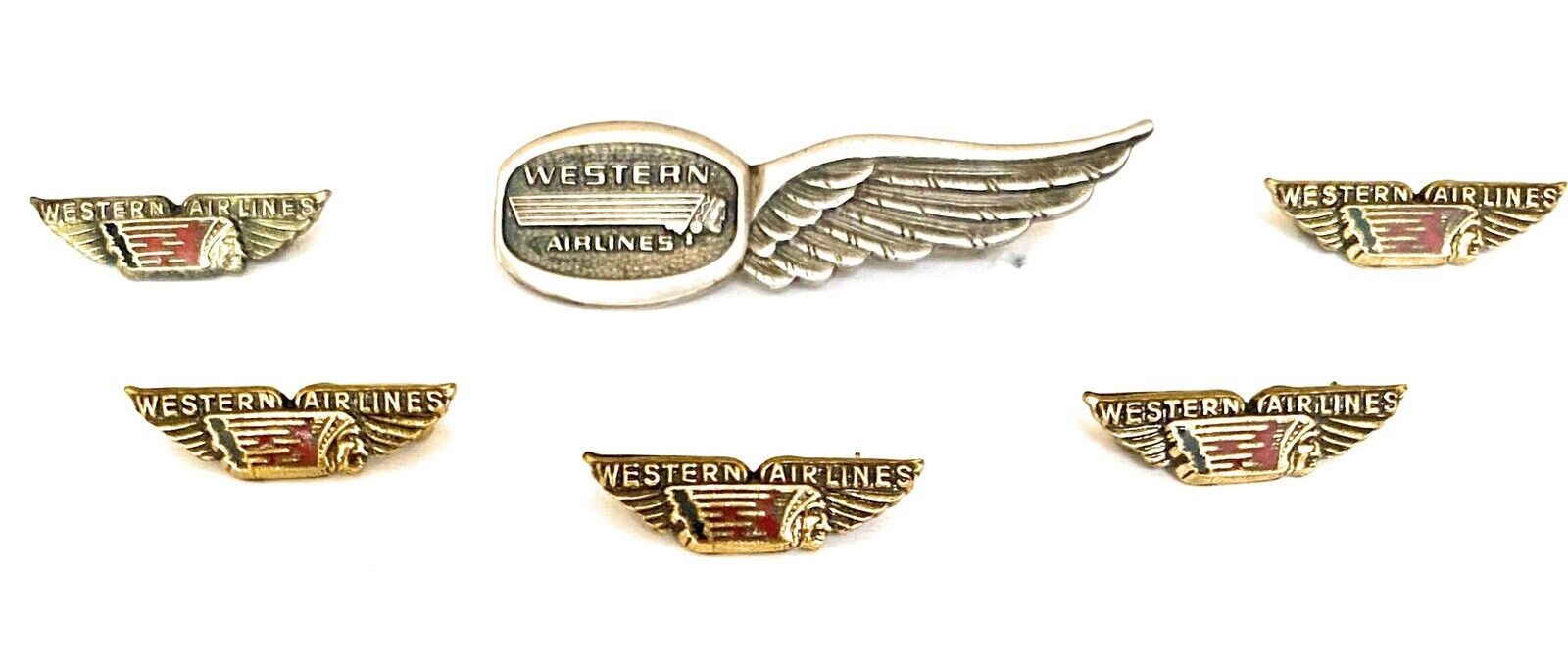 Western Airlines Vintage Stewardess Wings and Mini Lapel Wing Pins