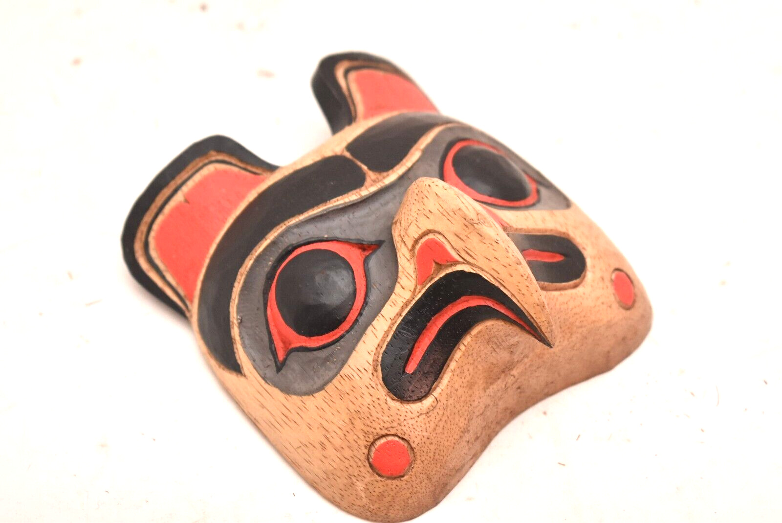 VTG Tlingit / Haida Carved Wood Small Eagle Mask Plaque Northwest Coast Native