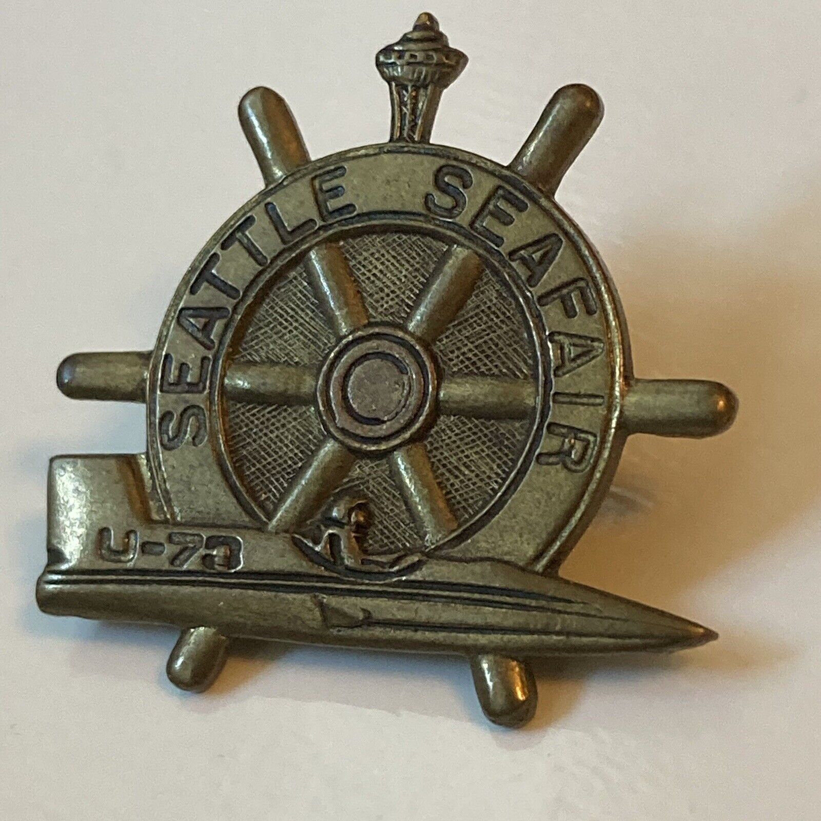 Vintage Seattle Seafair U-73 Boat Collectible Brass Tone Lapel Hat Tie Pin Tack
