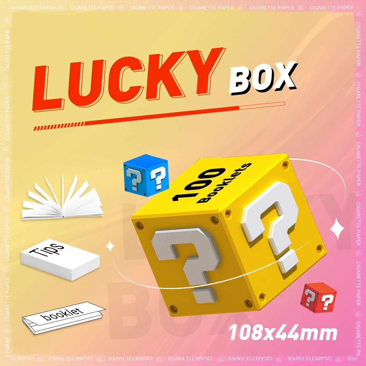 Lucky Box 100 Booklets Rolling Paper King Size 108x44mm Random Pack