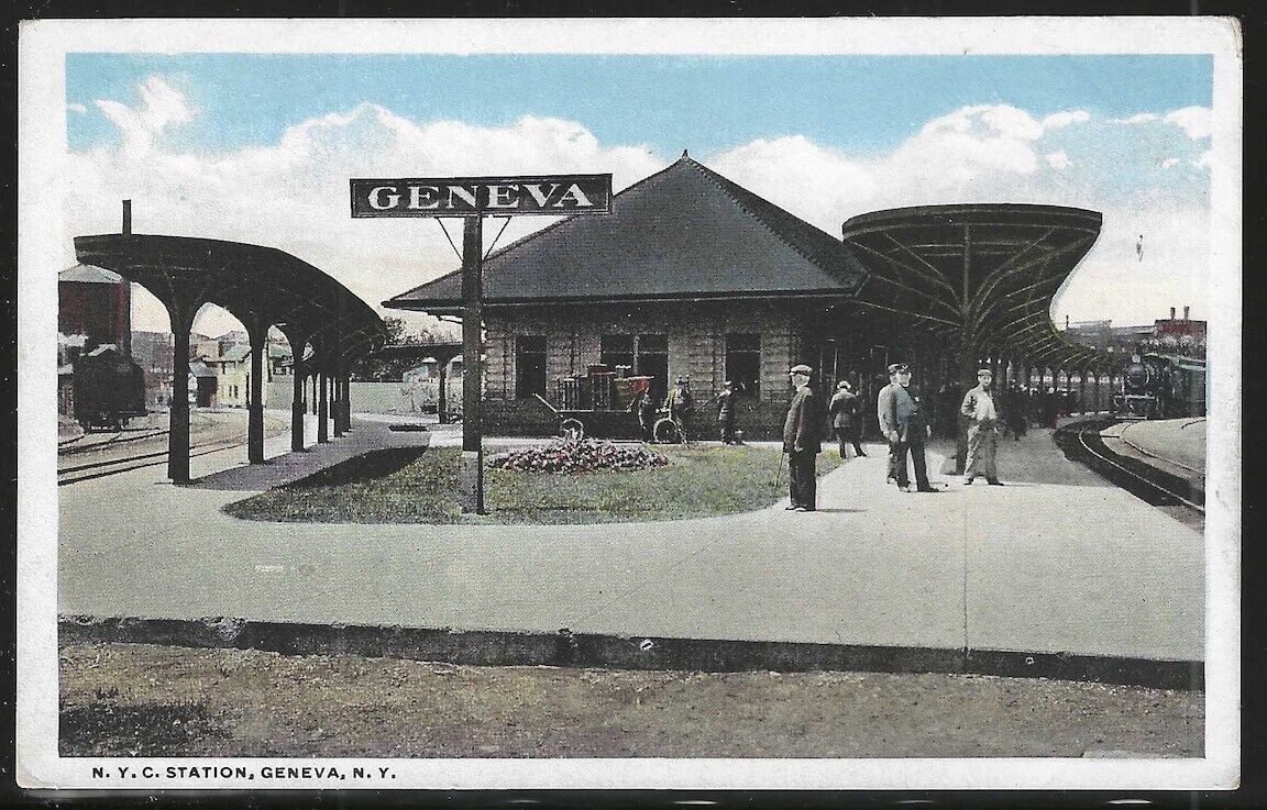 New York Central, Train Station, Geneva, New York, Early Postcard, Unused