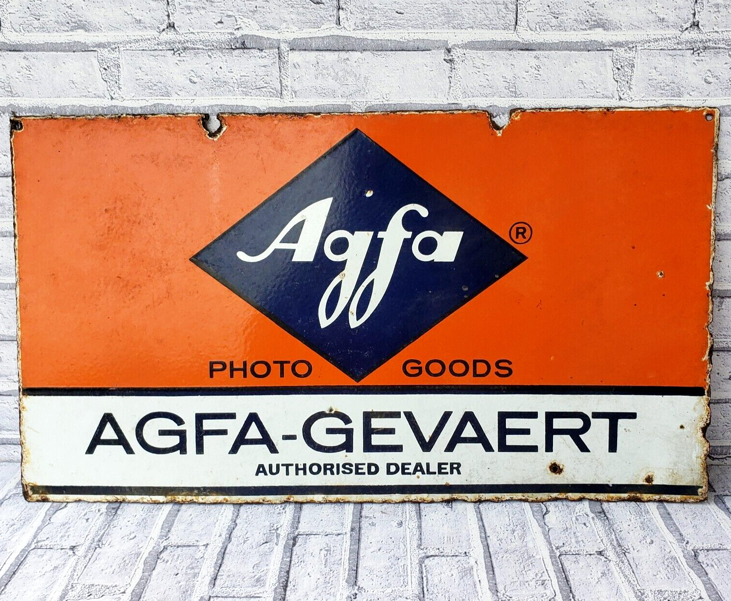 Collectible Original 2 Side AGFA-GEVAERT Photo Goods Porcelain Enamel Sign Board