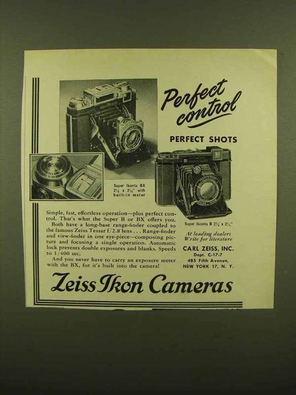 1950 Zeiss Ikon Super Ikonta BX and B Camera Ad