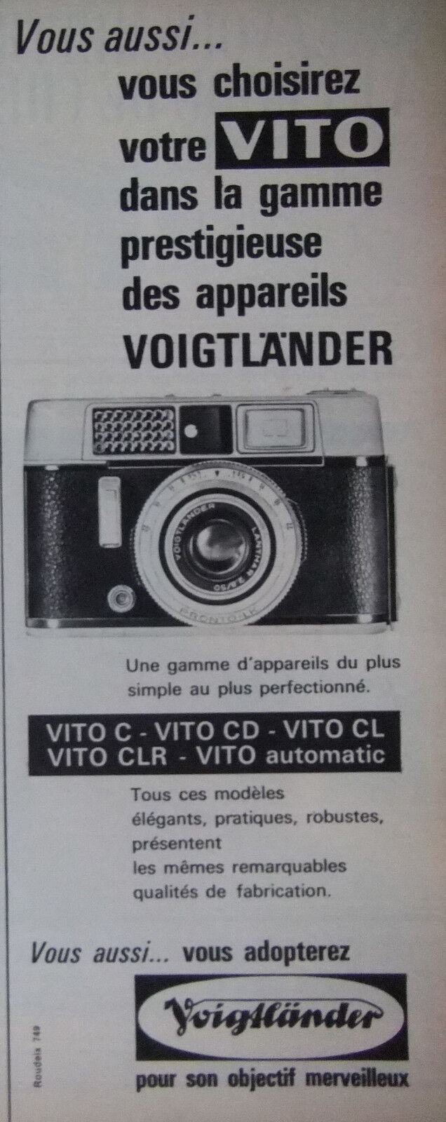 1962 VOIGTLANDER VITO AUTOMATIC PRESS ADVERTISING DEVICE - ADVERTISING