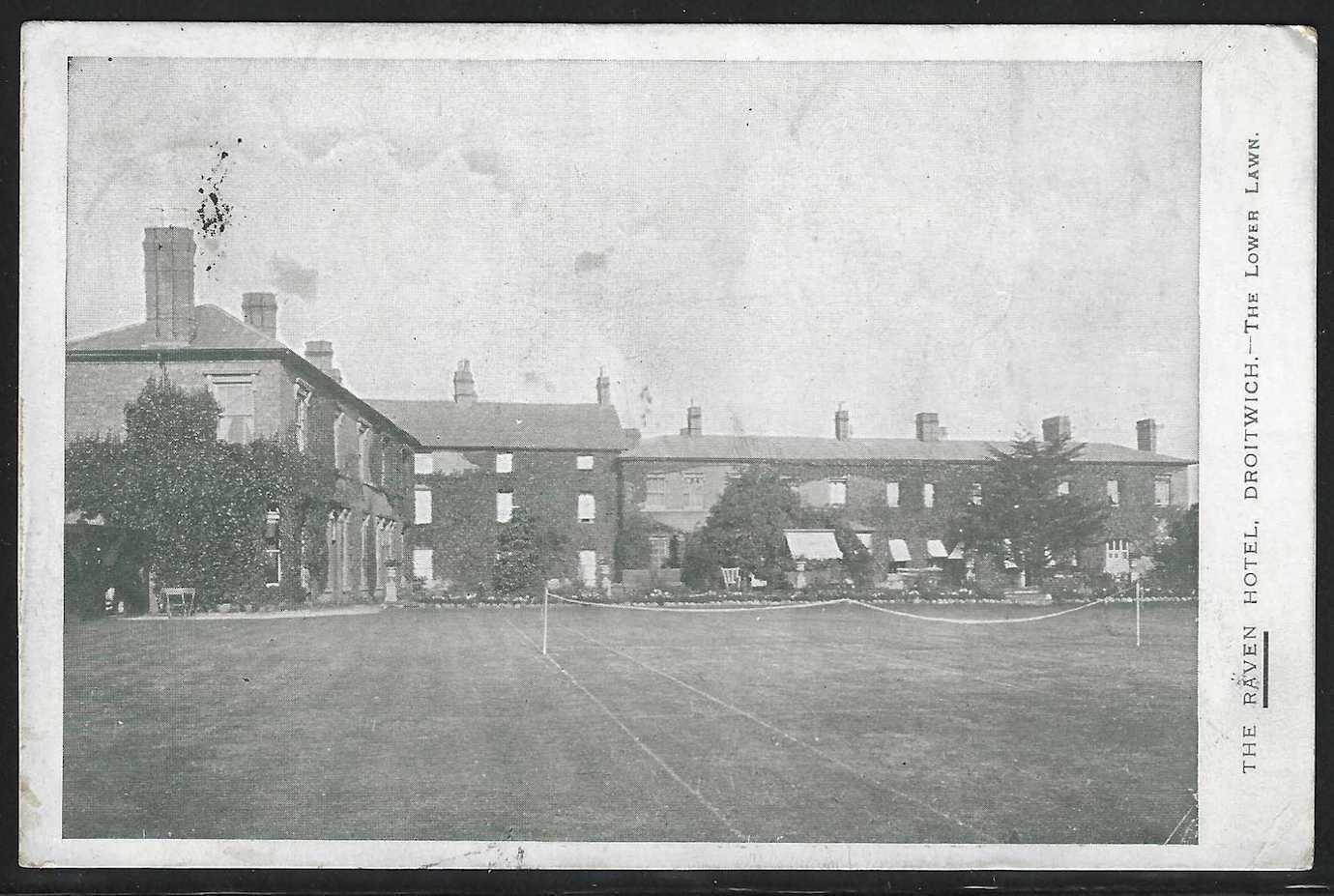 The Lower Lawn, The Raven Hotel, Droitwich, England, 1913 Postcard, Used