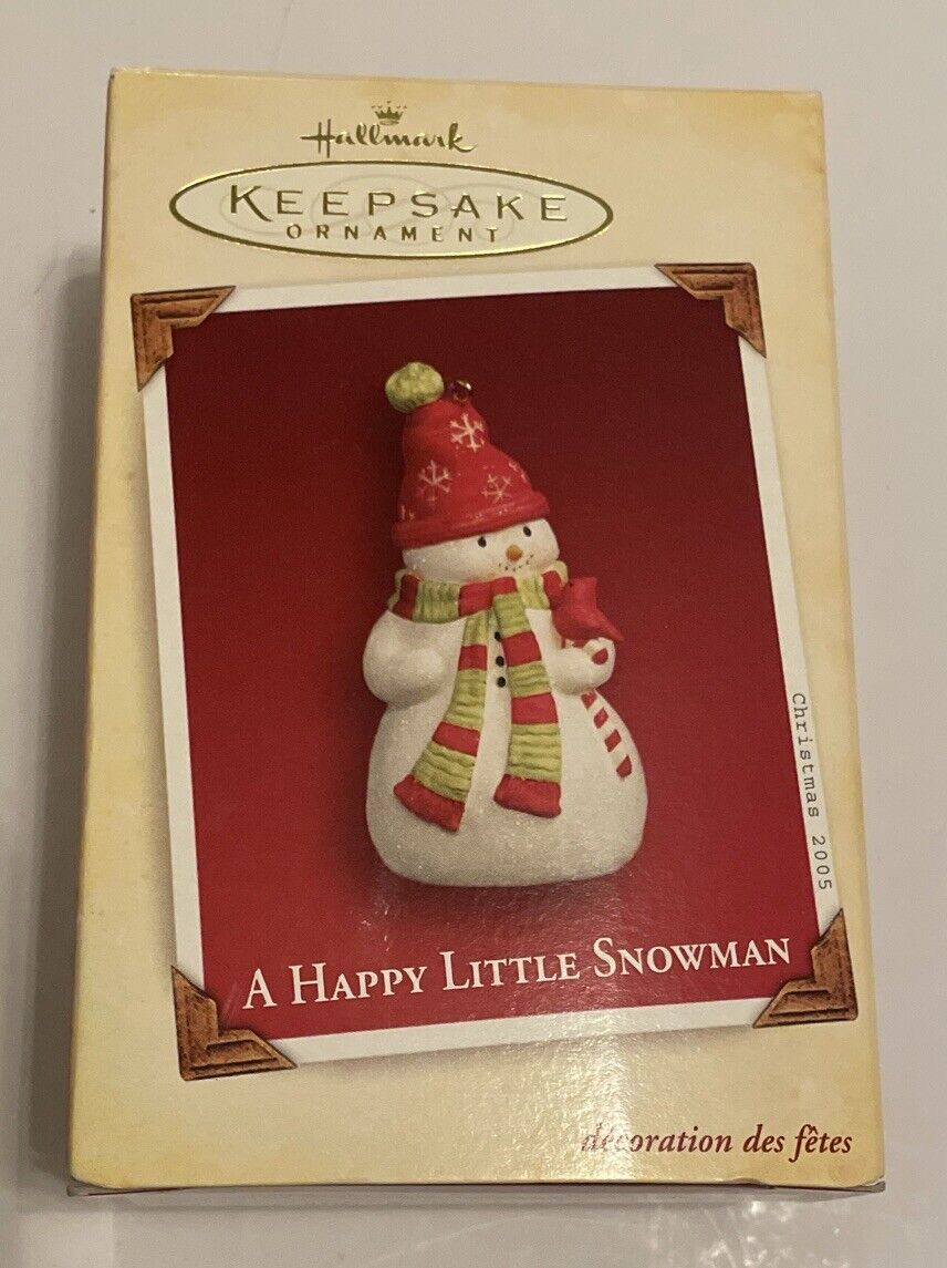 2005 Hallmark Keepsake A Happy Little Snowman w/Cardinal Christmas Tree Ornament