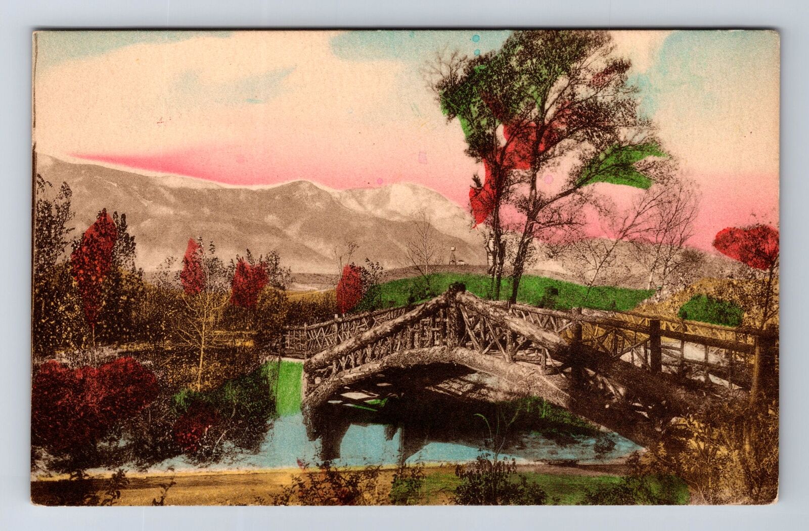 Colorado Springs CO-Colorado, Pikes Peak, Hand Colored Vintage Postcard