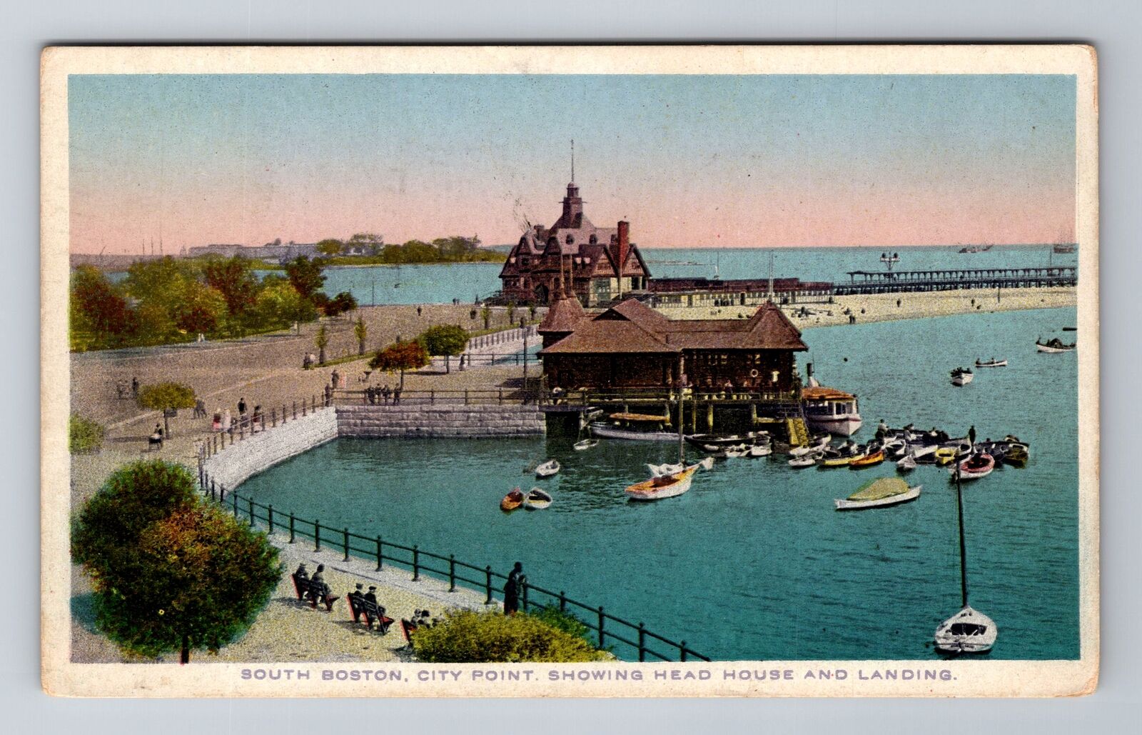 Boston MA-Massachusetts, Aerial Head House And Landing, Vintage c1915 Postcard