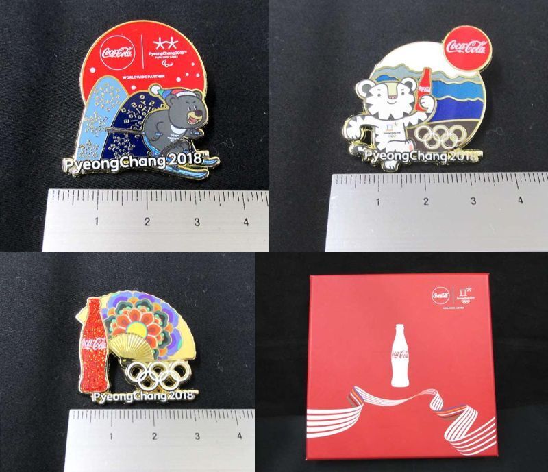 PyeongChang Olympics 2018 COCA COLA Pin Badge 3 Set Lot Bulk Sale Novelty Rare