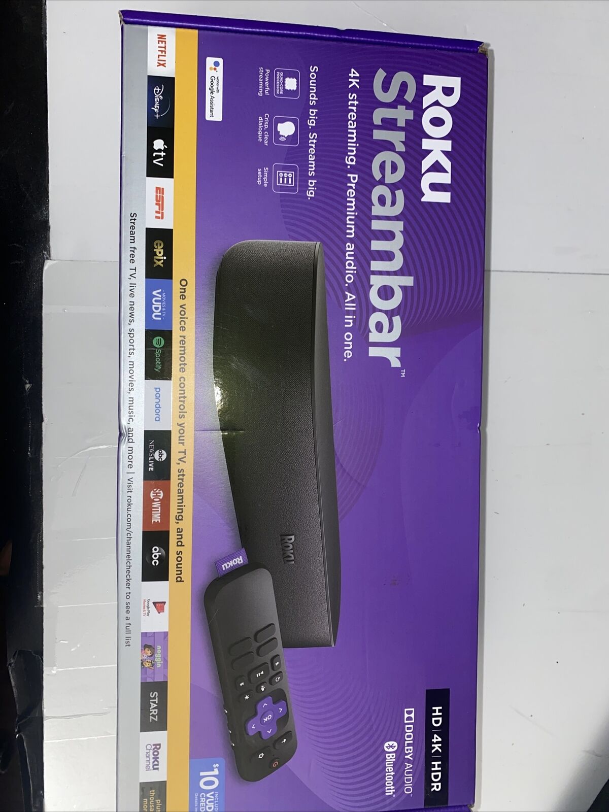 BRAND NEW SEALED - Roku Streambar 4K/HD/HDR Streaming Media Player Black 9102RW
