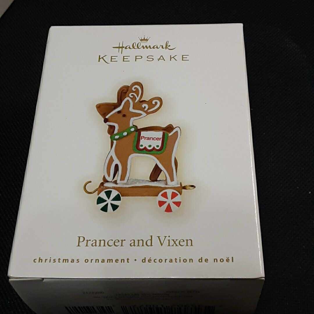2009 Hallmark Keepsake Ornament Santa\'s Sleigh Reindeer Set Prancer & Vixen