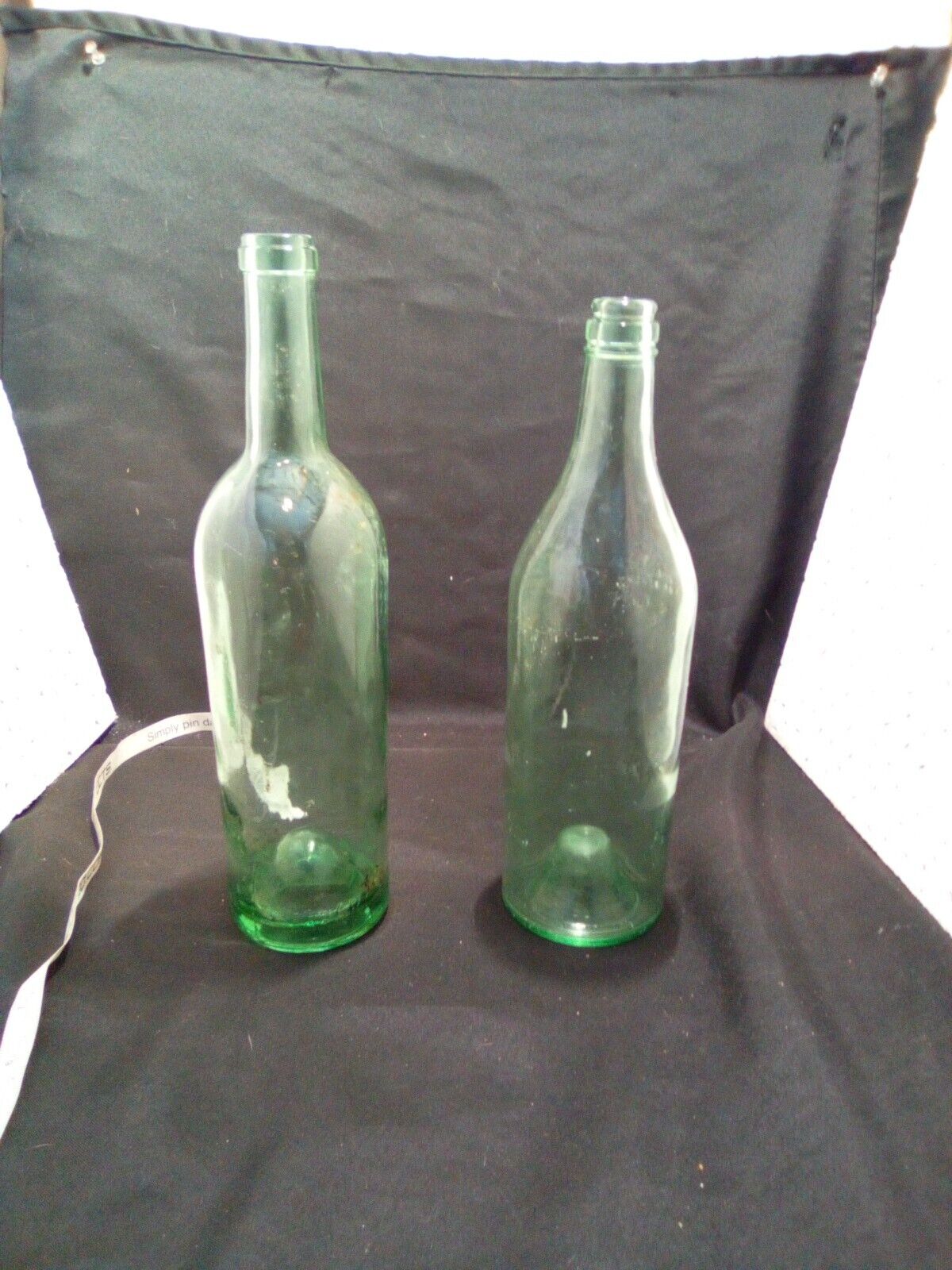 Two Amazingly Colored Aqua Wine Or Liquor Bottles With Pontil Marks Lot-6
